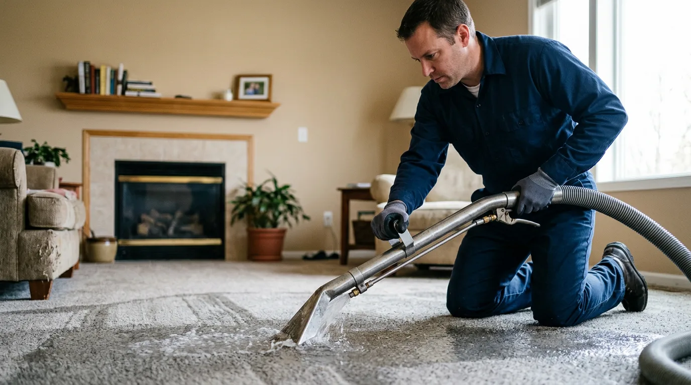 Water damage restoration technician working near Leola, AR